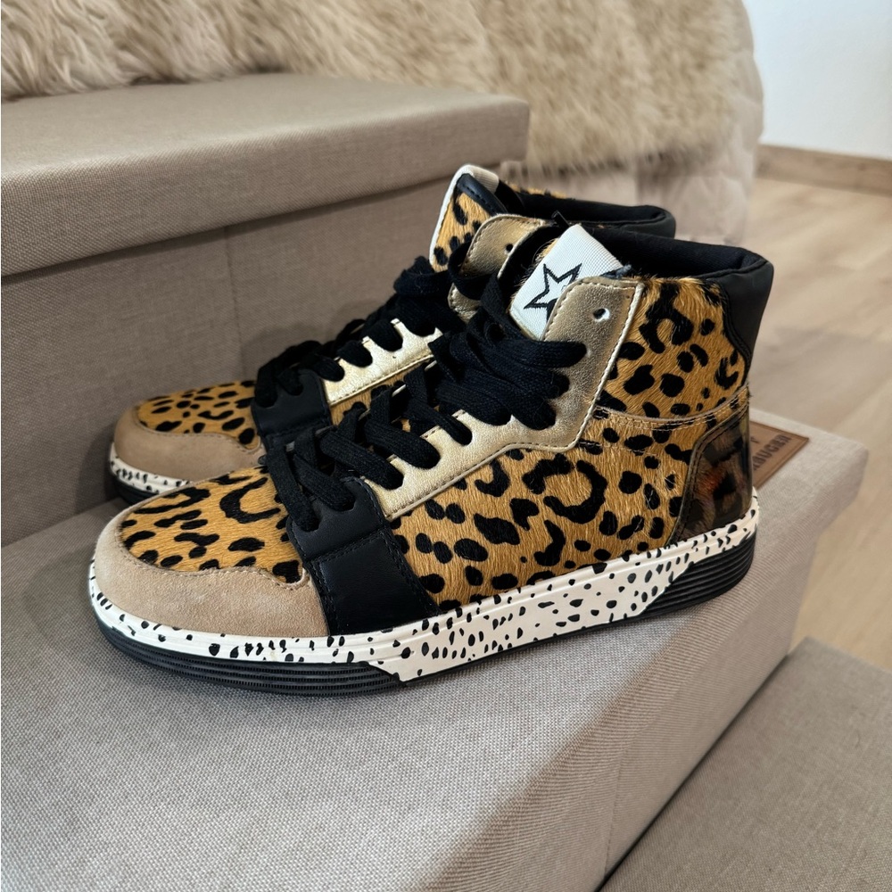 Leopard Print High-Top Sneakers
